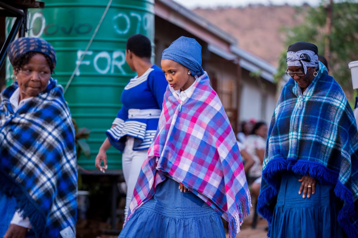 Batswana people in traditional dress
