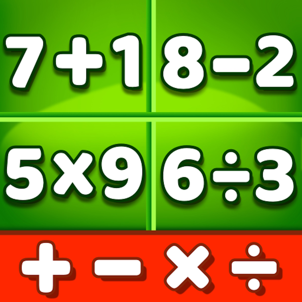 Math game with numbers and symbols