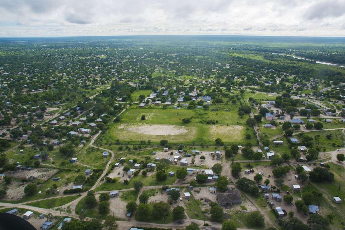 Aerial view of Maun, the gateway to the Okavango Delta